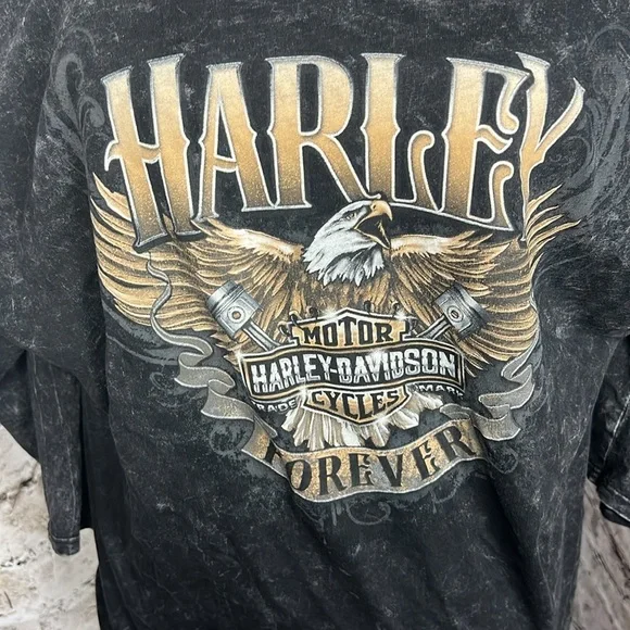 Harley-Davidson Women’s 2X | 3/4 Sleeve | RAF Mildenhall Military | Studded Top - Picture 13 of 14